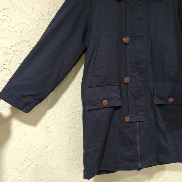 Kid's London Fog Navy Blue Trench Coat - Kid's Medium 10/12 Hooded Lightweight - Picture 6 of 16